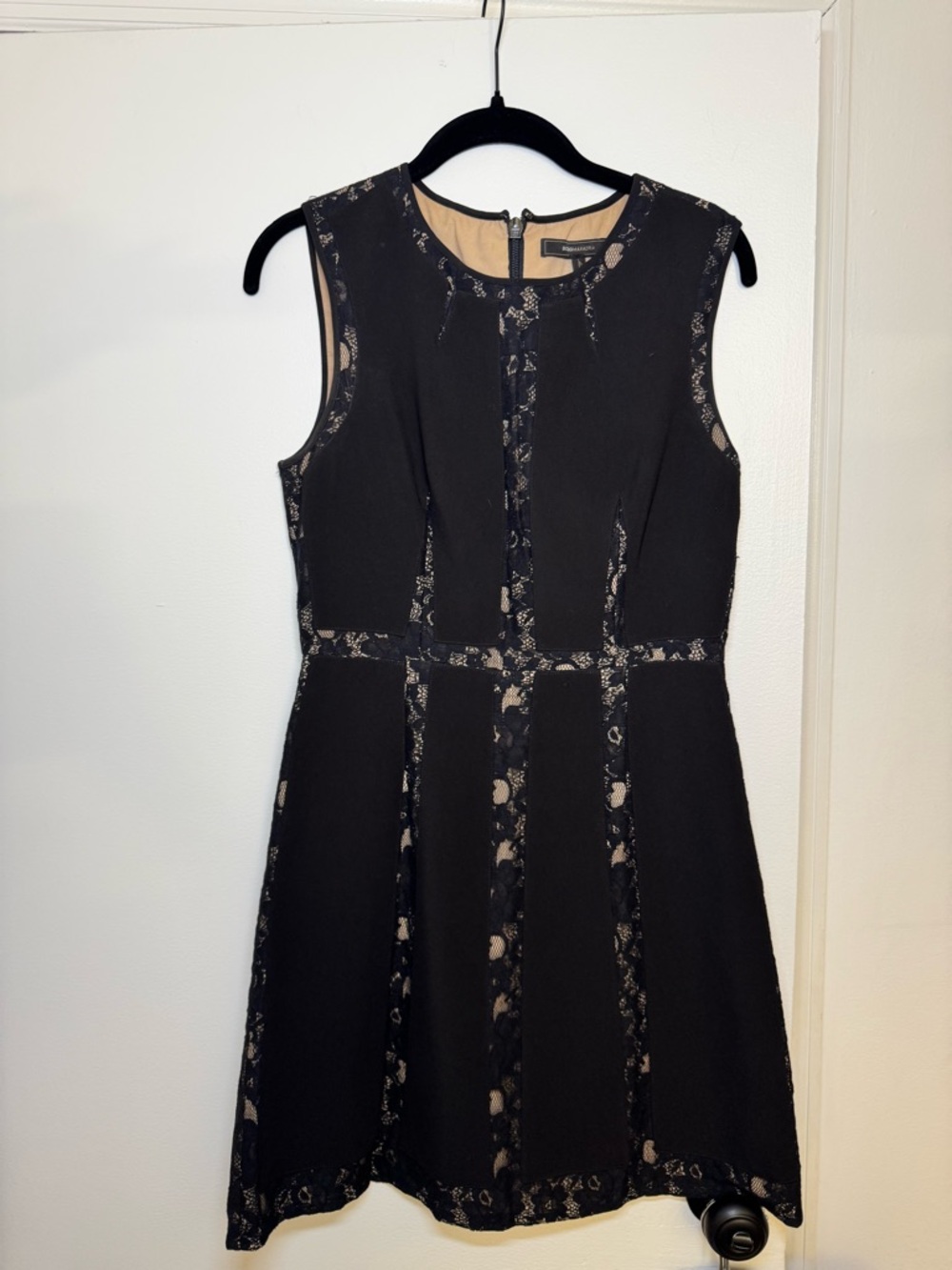 BCBGMaxAzria Black Dress with Nude Lace Insets